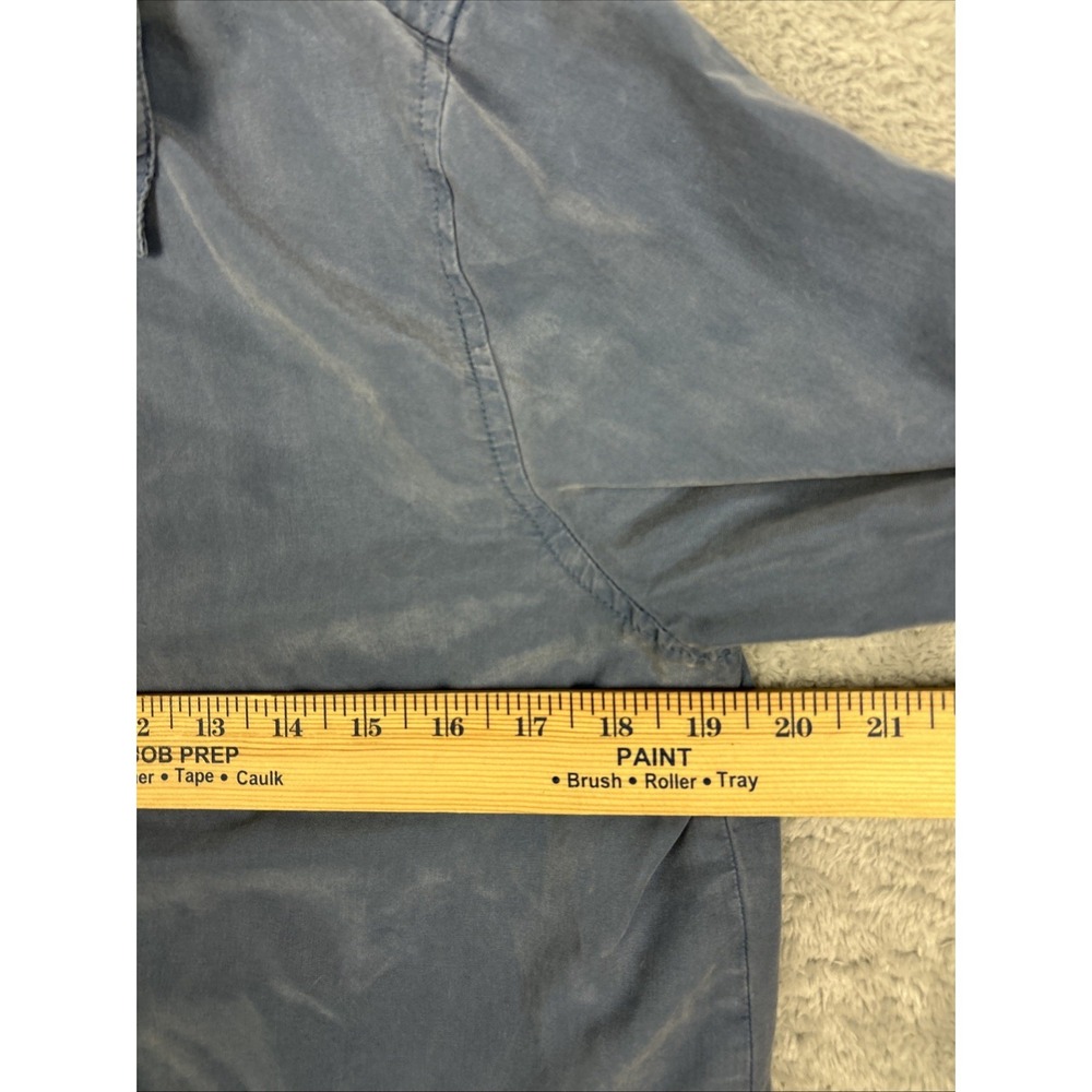 AJ‎ Andrea Jovine Blouse Large Full Button Long Sleeve Blue Silky Classic - Picture 5 of 7